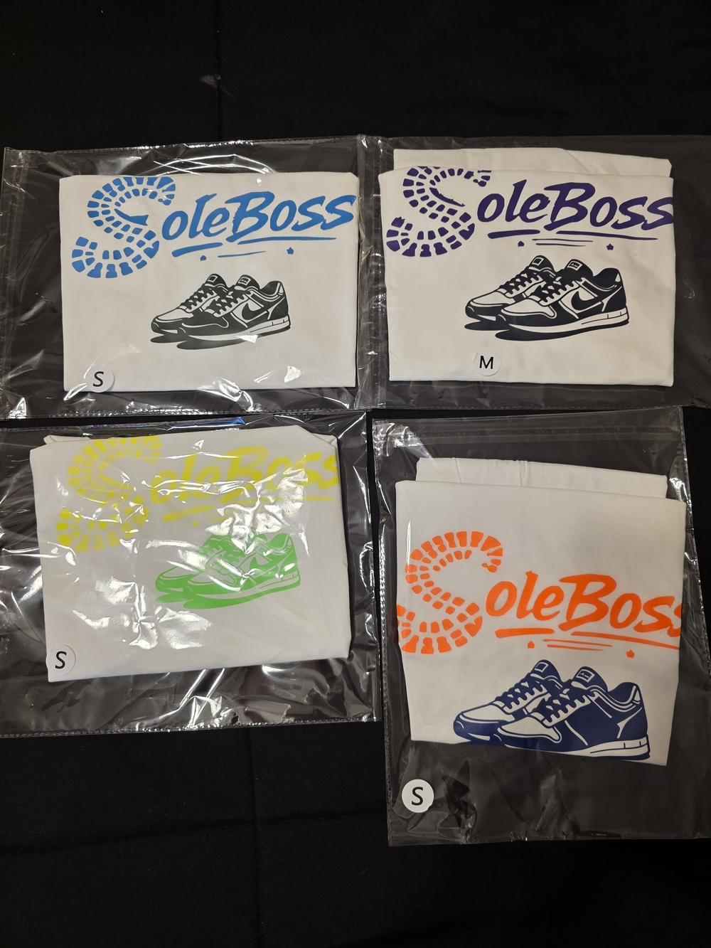 Kids' Graphic Tee - White with Blue and Orange Shoe Prints